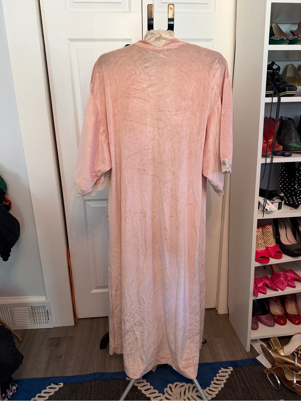 Vintage Christian Dior Pink Lace-Trim Kimono Robe M - Picture 7 of 15